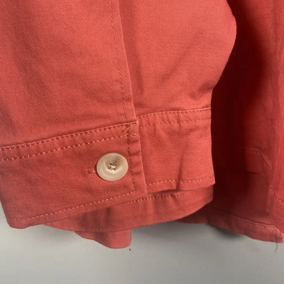 Torrid Women Jacket Size 4 Peach Pink Tencel Denim Chore Pocket Chambray Shacket - Picture 7 of 12